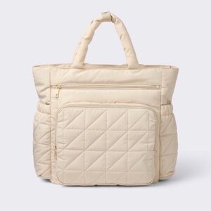 Quilted Diaper Backpack Tote - cream - Cloud Island